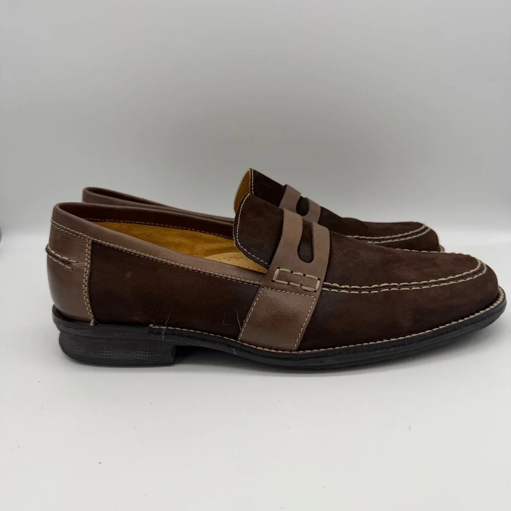 Sandro Moscoloni Mens Brown Suede Leather Penny‎ Loafers Size 10D 6060 LV Brazil